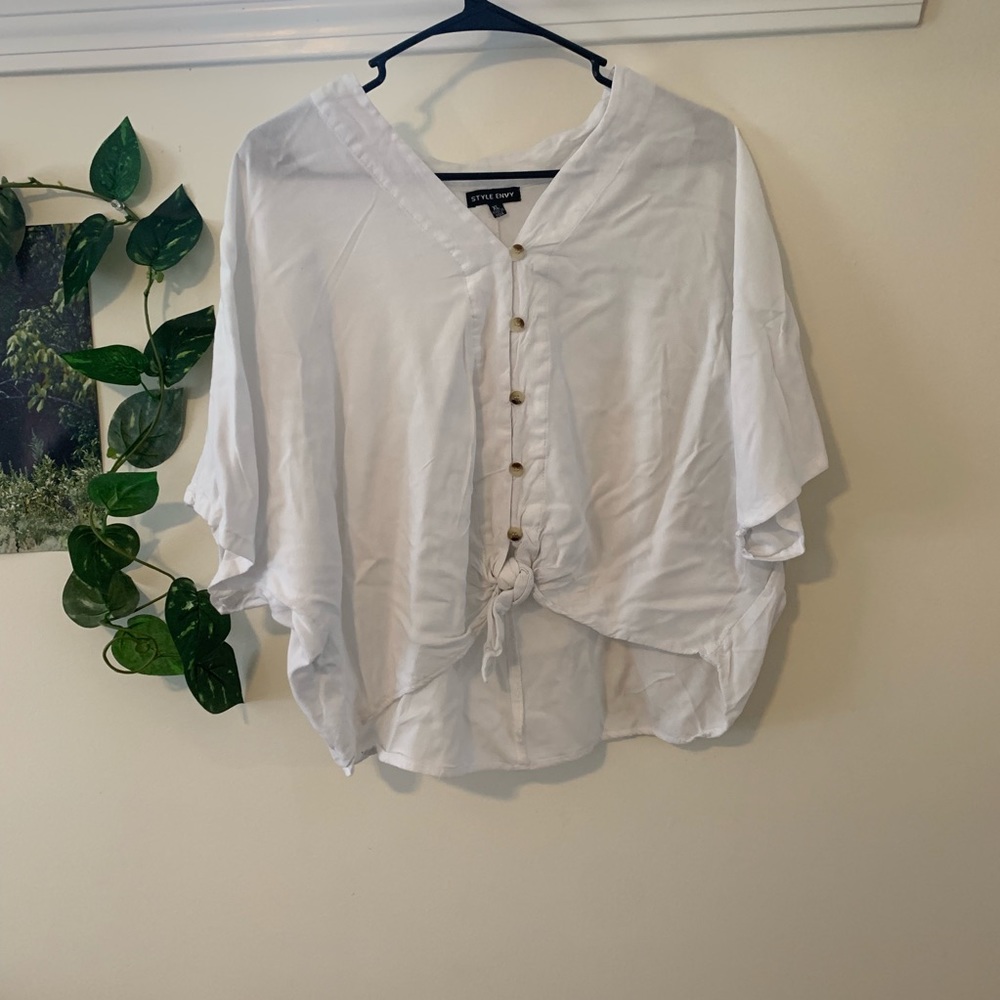 White Button Up Tie Top
